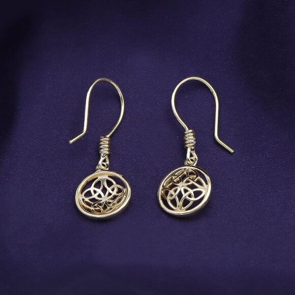 Celtic Knot Round Drop Earrings In 14K Gold Plated Sterling  ✨Women Gold Celtic Knot Round Drop Earrings Gold Over Sterling Silver Jewelry